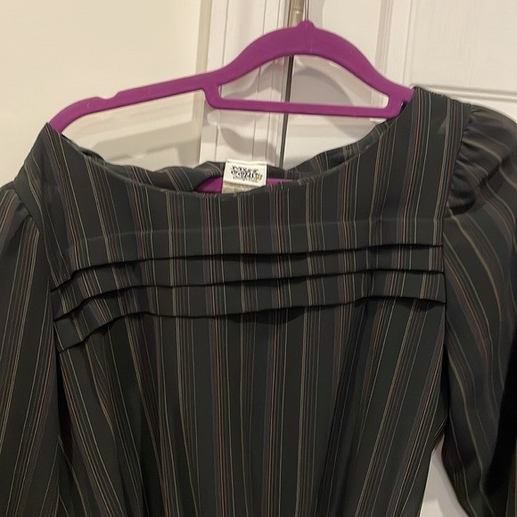 Vintage black and pin striped dress - 80s - Picture 2 of 3